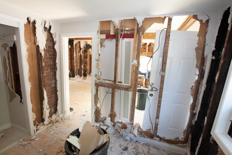 inner wall stripped during interior demolition