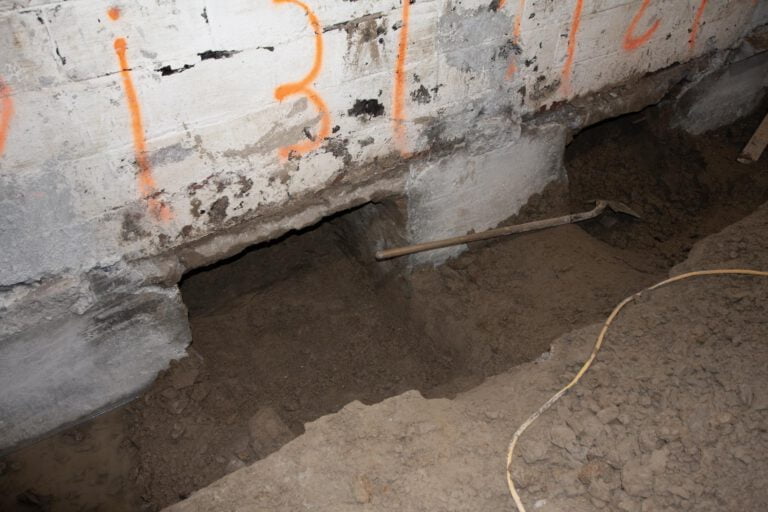 underpinning services preparations, shovels are used for digging