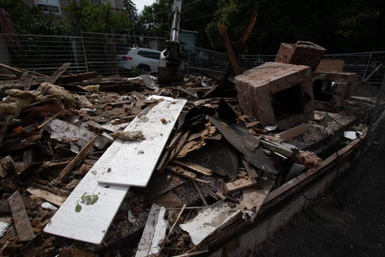 wood, insulation material, concrete and brick debris that will be removed