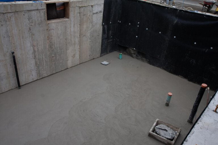 Waterproofing of a basement wall in preparation for later construction
